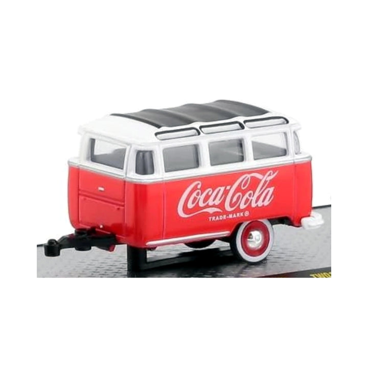 Caravan - Red & White Coca-Cola Livery, Whitewall Wheels, Black Frame & Interior, Coca-Cola Auto-Haulers Release TW01, Premium Range Set Exclusive
