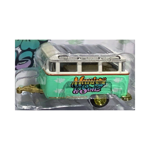 Caravan (Trailer) - Mint Green & White "Maui and Sons" Livery, Gold Chrome Rims, Gold Frame, Chase Version, MiJo Exclusives Release MJS02, Premium Range Set Exclusive