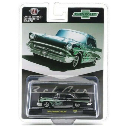 1957 Chevrolet Bel Air - Black with Green Flames (Silver Chrome)