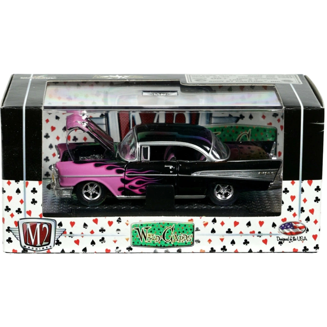 1957 Chevrolet Bel Air - Black & Pink Flames (Wild Cards WC04)