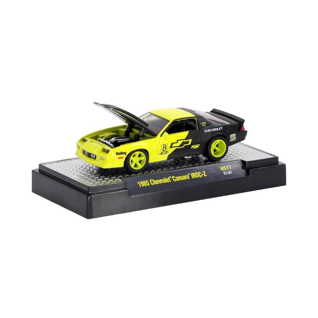 Chevrolet Camaro IROC-Z Yellow Black Hood Green Rims