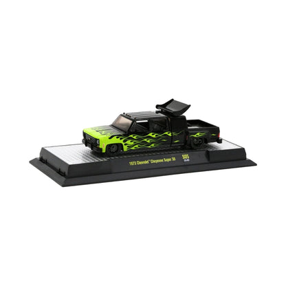 Chevrolet Cheyenne Super 30 - Black & Green Flames (Black Hood Open, Green Flame Deco)