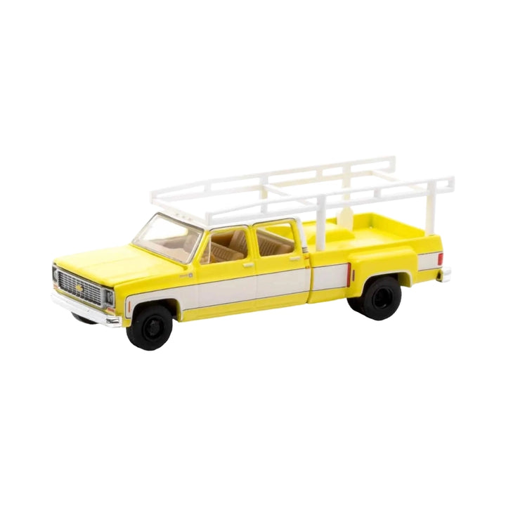 Chevrolet Silverado 30 - Yellow (Black Rims, Silver Chrome Details, White Ladder Rack)