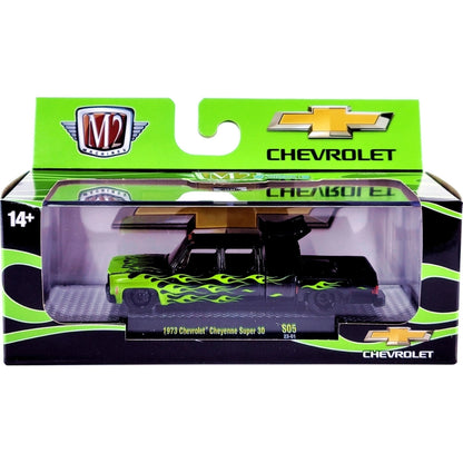 Chevrolet Cheyenne Super 30 - Black & Green Flames (Black Hood Open, Green Flame Deco)