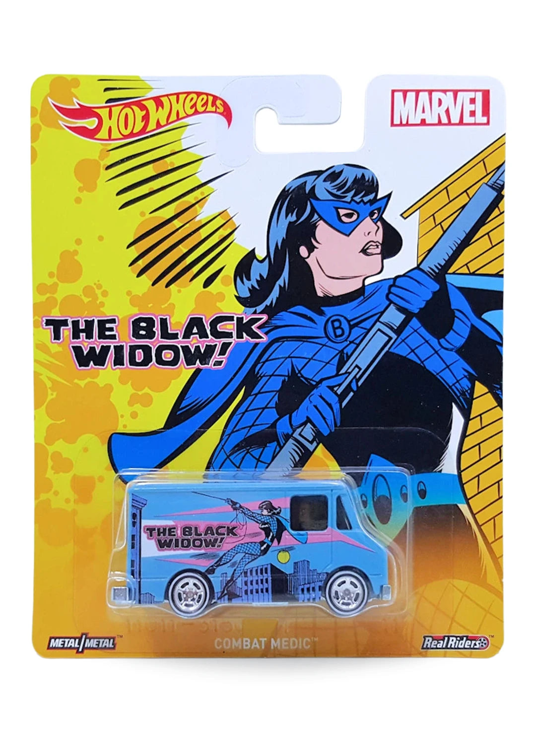 Hot Wheels Pop Culture 2016 Marvel The Black Widow Combat Medic 1:64 scale premium diecast van mint on its original comic art blister card.