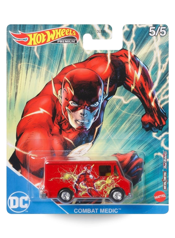 Hot Wheels Pop Culture DC The Flash Combat Medic 1:64 scale premium diecast van mint on its original lightning speed trail card.