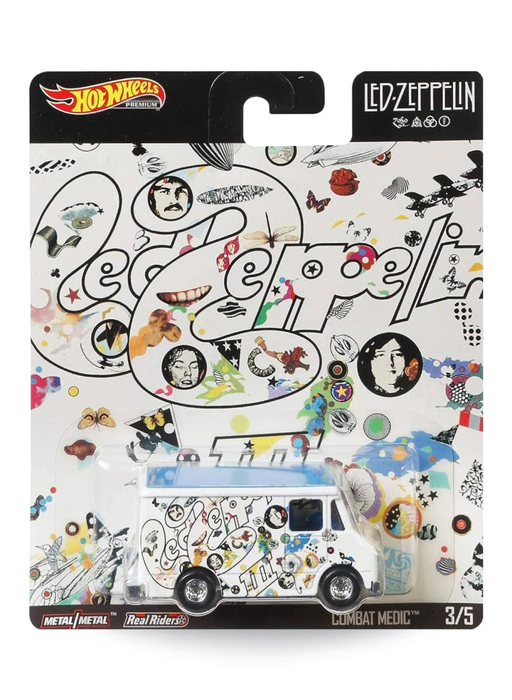Hot Wheels Pop Culture Led Zeppelin III Combat Medic 1:64 scale premium diecast van mint on original psychedelic album art card.