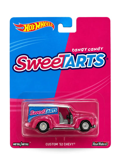 Hot Wheels Pop Culture Nestlé SweeTARTS Custom '52 Chevy 1:64 scale premium diecast van mint on its original candy branded blister card.