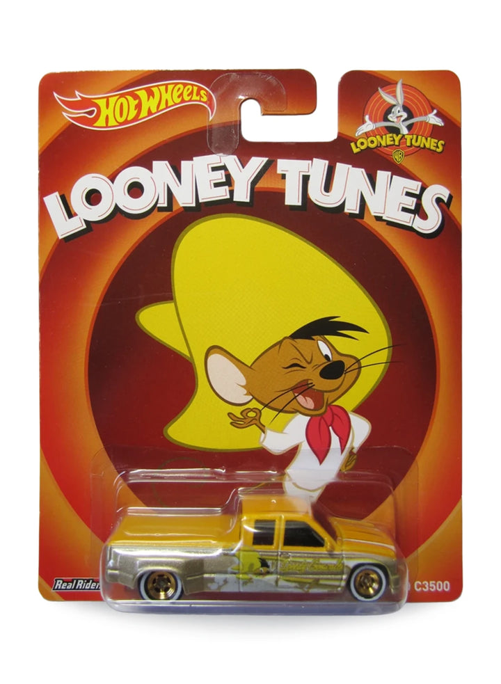 Hot Wheels Pop Culture 2013 Looney Tunes Custom '98 Chevy C3500 Pickup 1:64 scale diecast truck mint on its original Speedy Gonzales blister card.