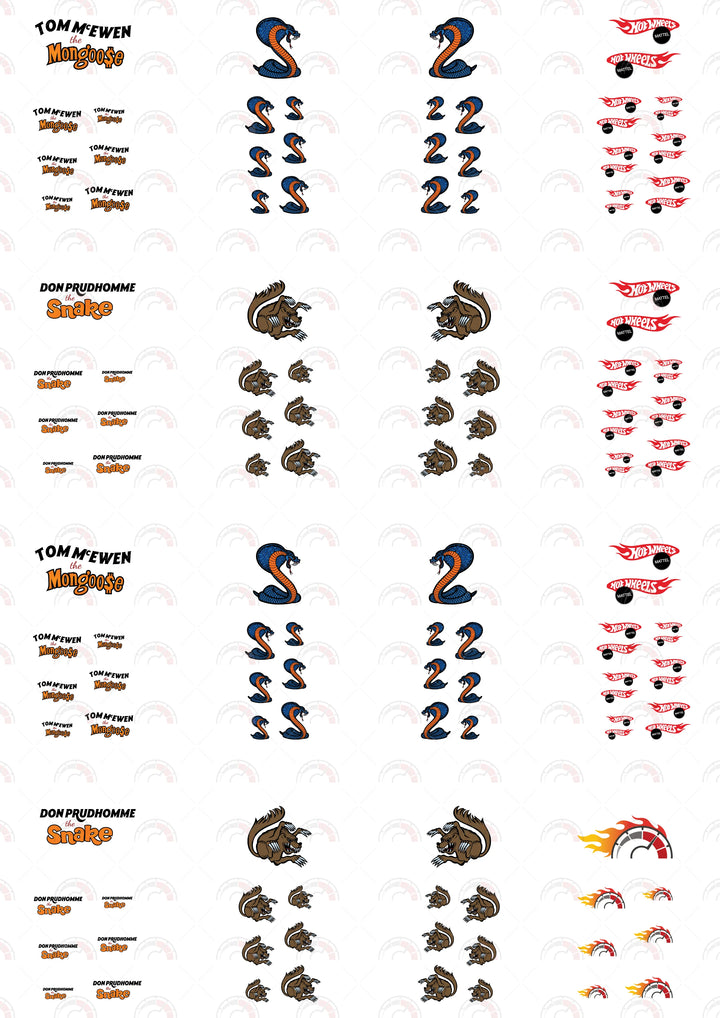 Don Prudhomme The Snake model Car Decals