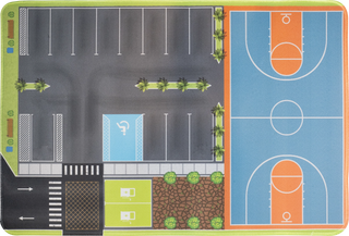 Roundabout and parking lot model car diorama mat
