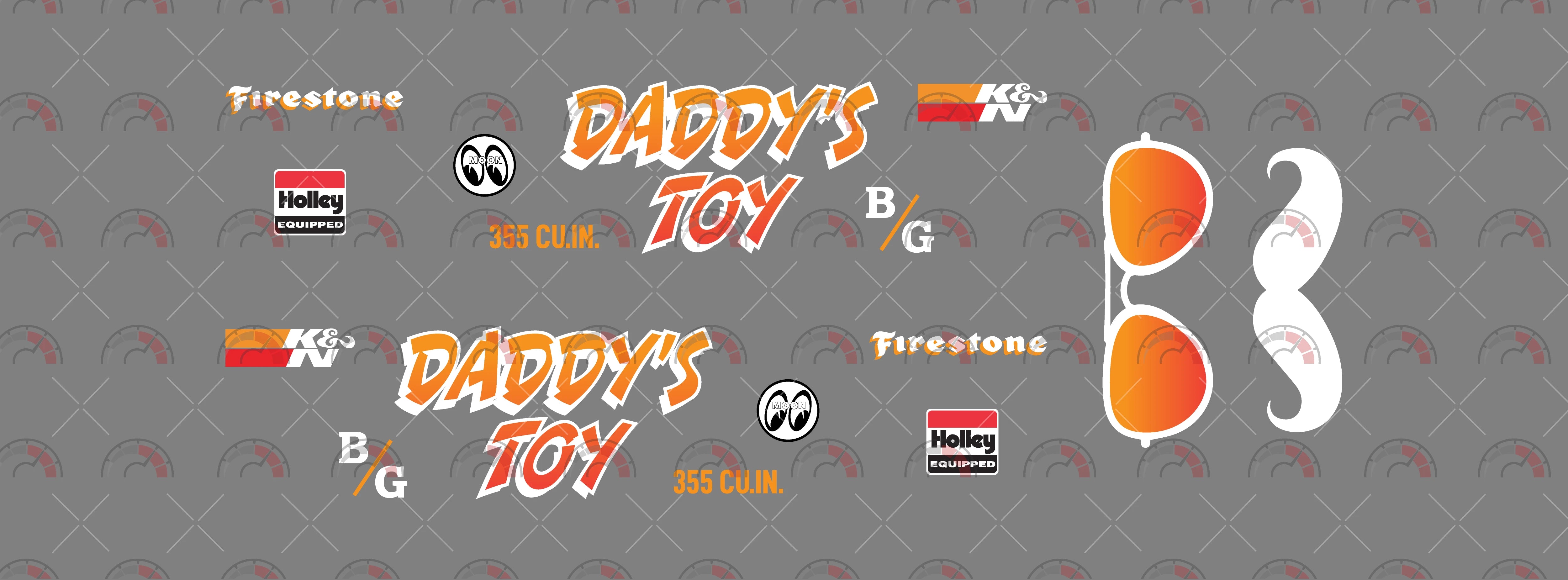 "Daddy's Toy" Toy car Decals