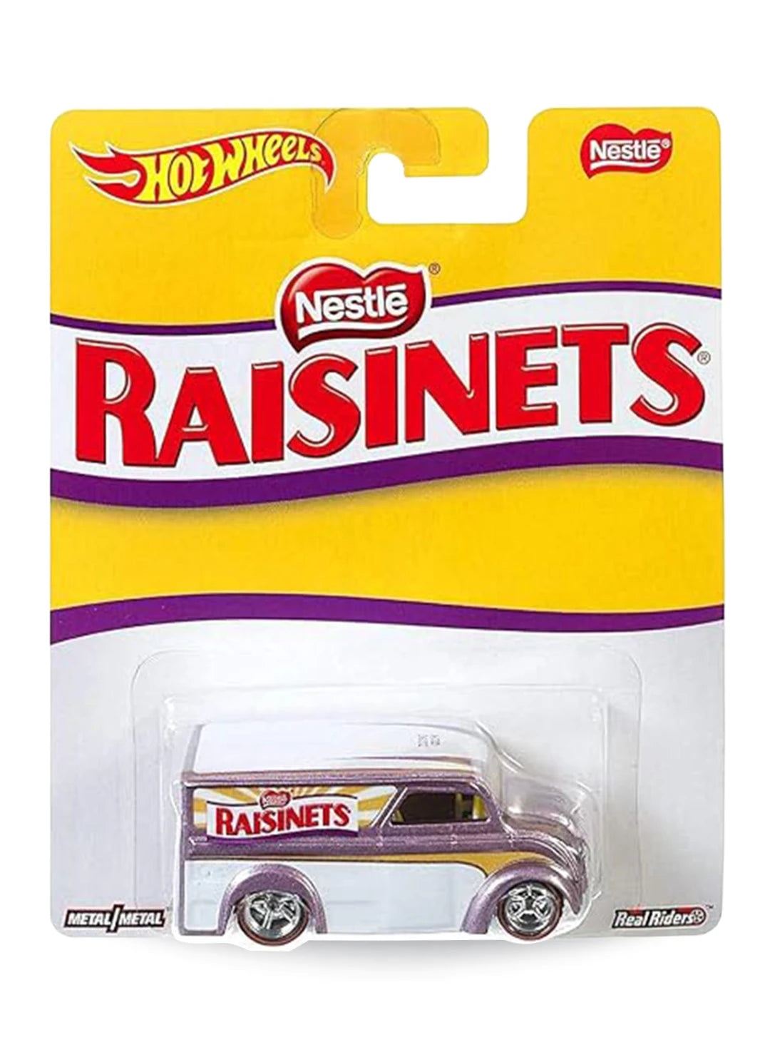 Hot Wheels Pop Culture 2016 Nestlé Raisinets Dairy Delivery 1:64 scale premium diecast truck mint on its original yellow branded blister card.
