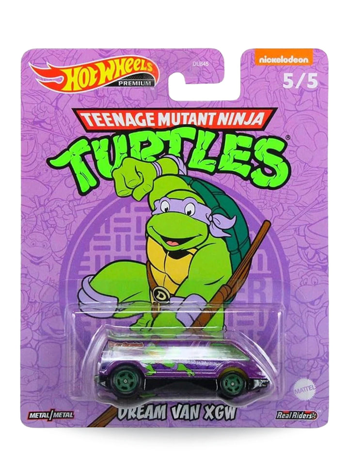 Hot Wheels Pop Culture Teenage Mutant Ninja Turtles Donatello Dream Van XGW 1:64 scale premium diecast van mint on its original purple bo staff blister card.