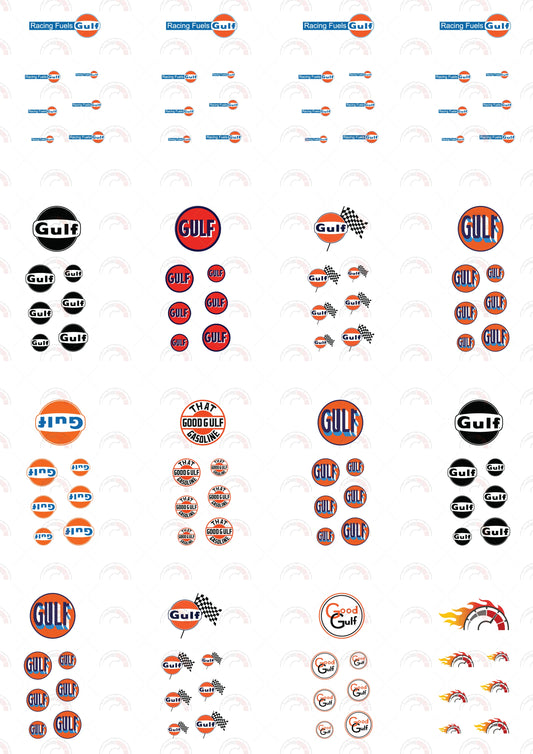Gulf Racing Fuel Car Decals