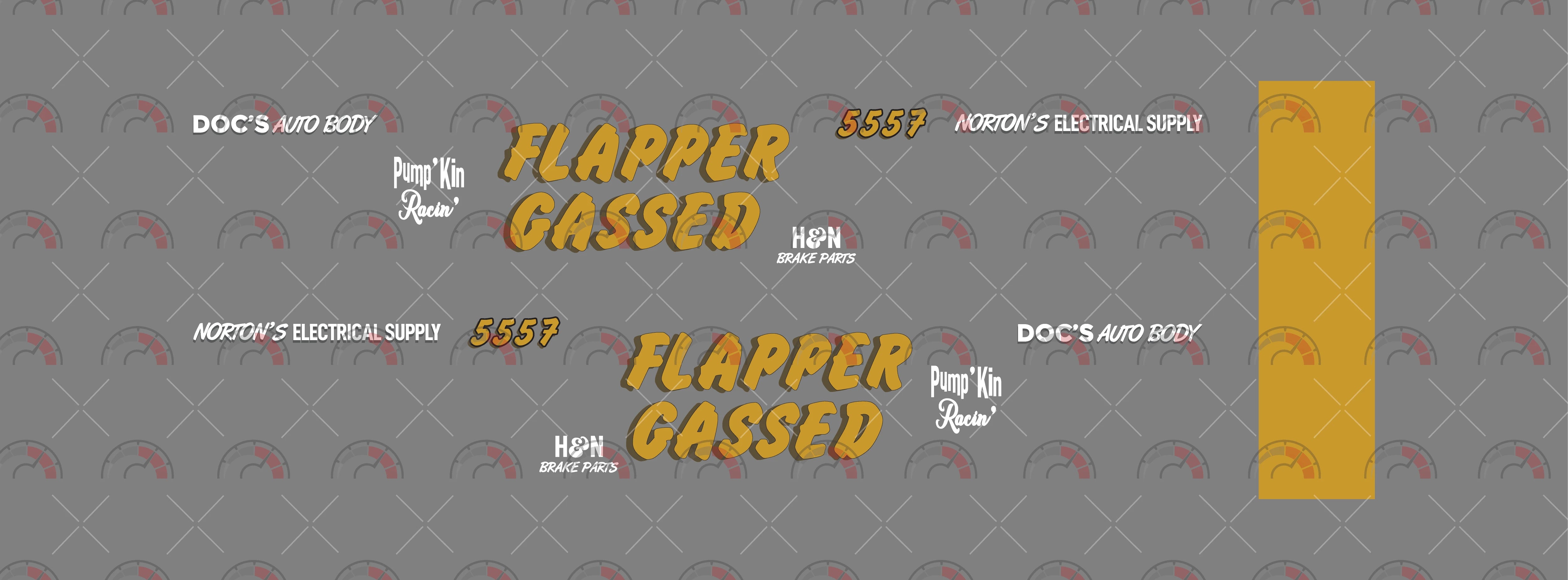 Flapper Gassed Design Toy Car Sticker