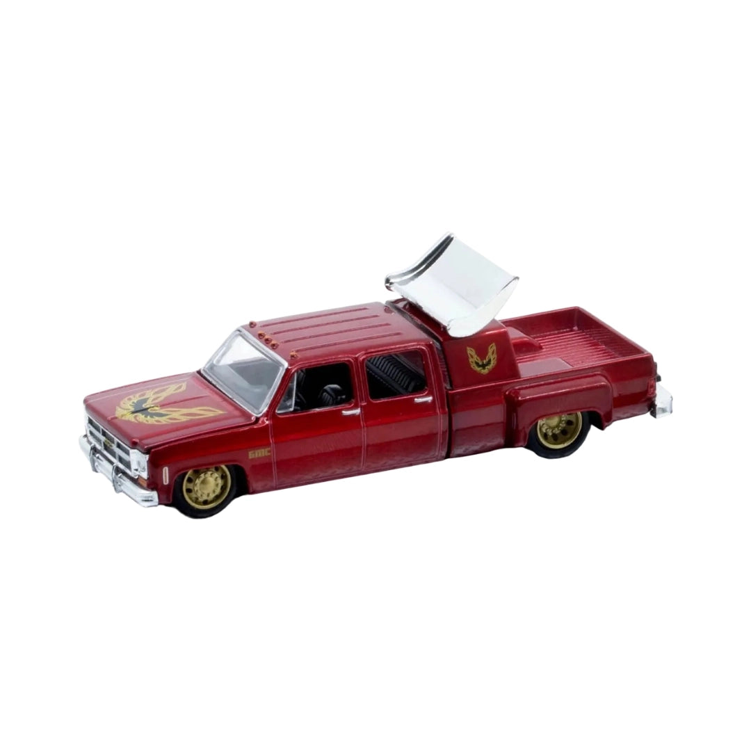 GMC Sierra 3500 - Custom - Red (Brass Rims, Silver Chrome Details, Black Interior, White Hood)