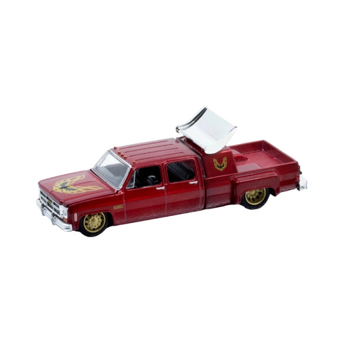 GMC Sierra 3500 - Custom - Red (Brass Rims, Silver Chrome Details, Black Interior, White Hood)