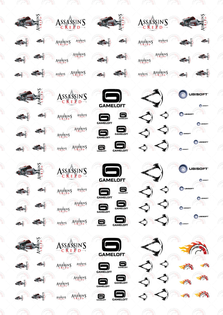 Assassins Creed Toy car Decals sheet