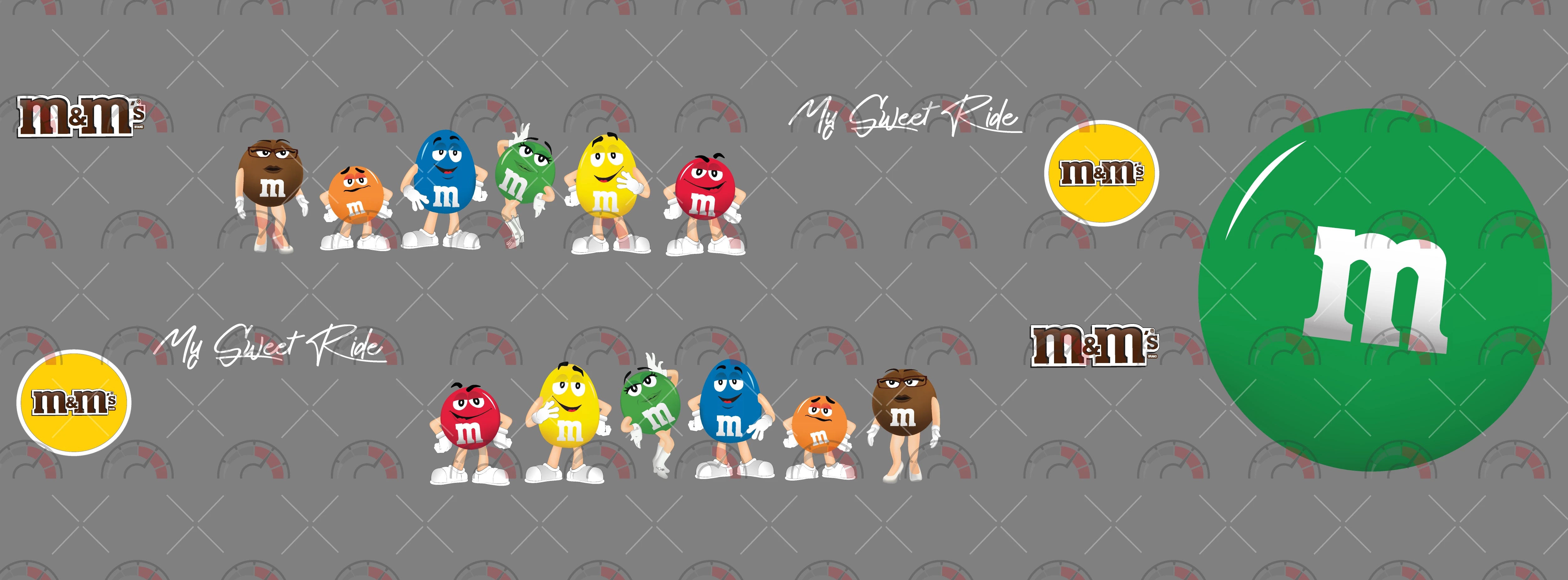 Green M&M Toy car Decals