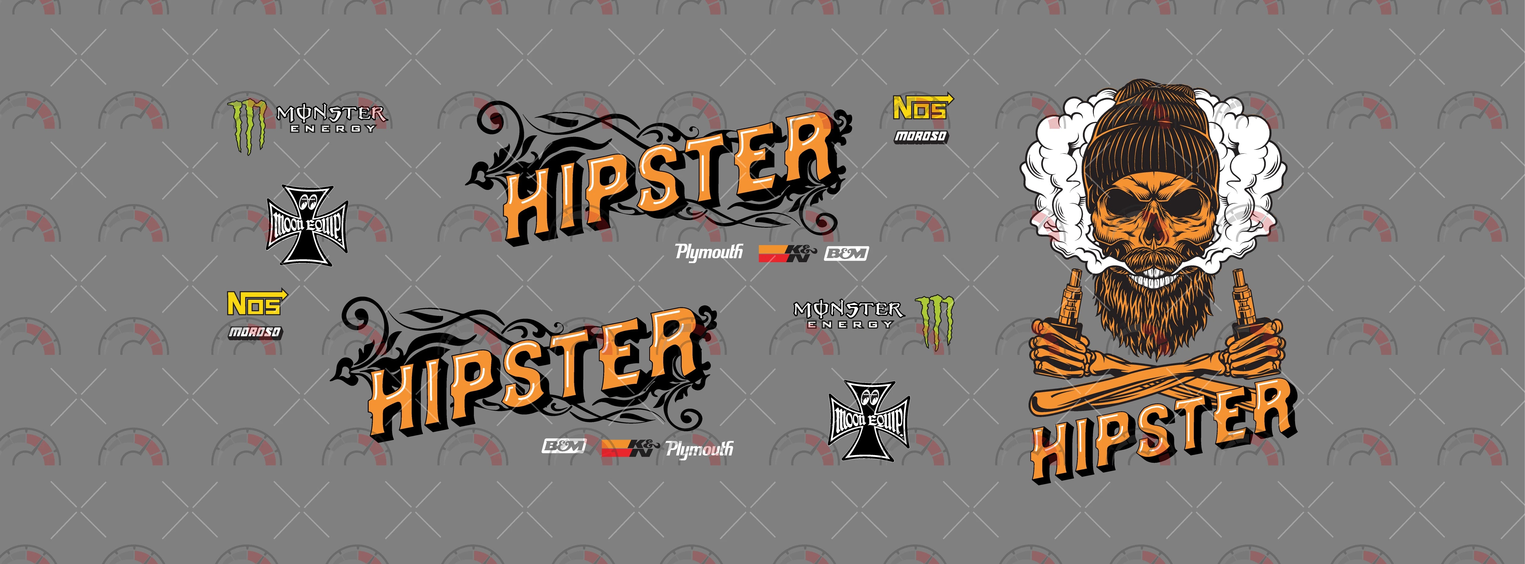 Hipster Toy Car Sticker Design