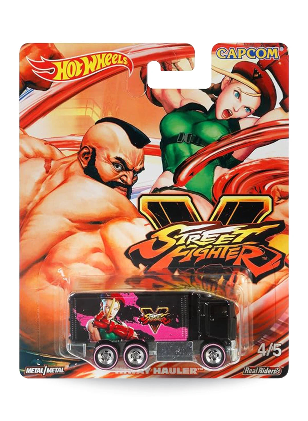 Hot Wheels Pop Culture Street Fighter V Cammy Hiway Hauler 1:64 scale premium diecast box truck mint on original Zangief combat card.