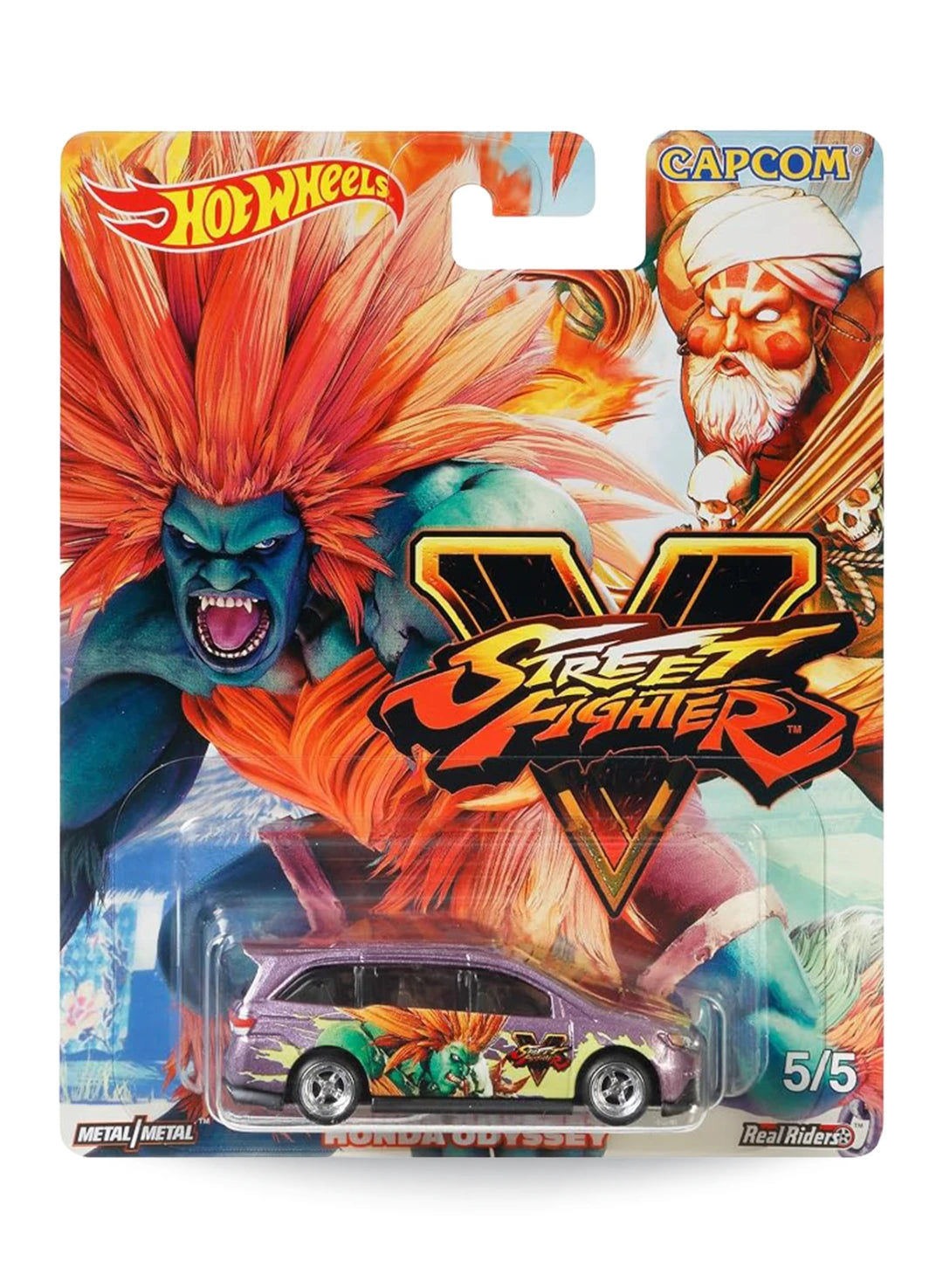 Hot Wheels Pop Culture Street Fighter V Blanka Honda Odyssey 1:64 scale premium diecast minivan mint on its original Dhalsim card.