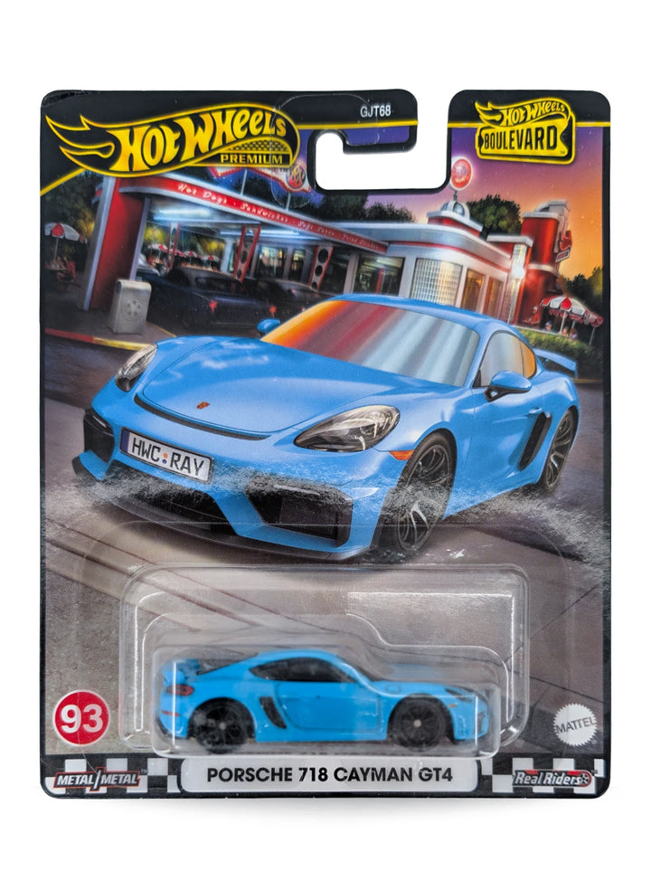 Hot Wheels Porsche 718 Cayman GT4 1:64 – Miami Blue