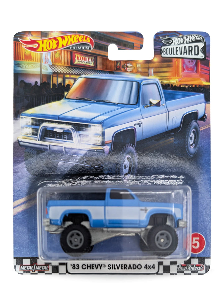 Hot Wheels Chevrolet '83 Chevy Silverado 4x4 1:64 - Metalflake Blue