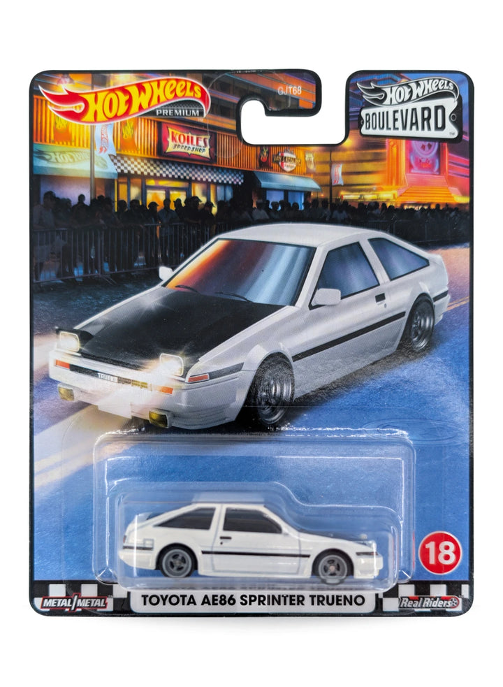 Hot Wheels Toyota AE86 Sprinter Trueno 1:64 - White with Black Hood