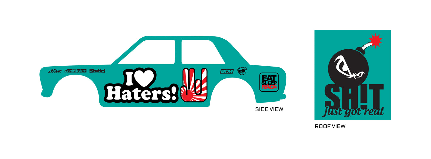 I Love Haters Play Vehicle Decals