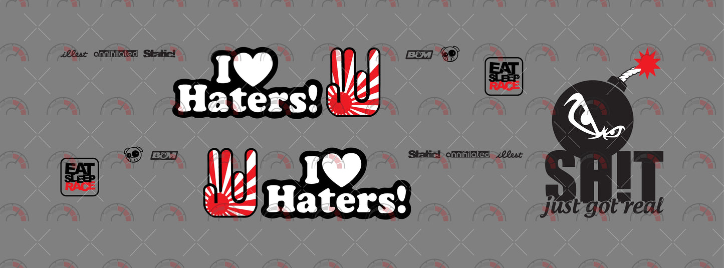 I Love Haters Play Vehicle Decals