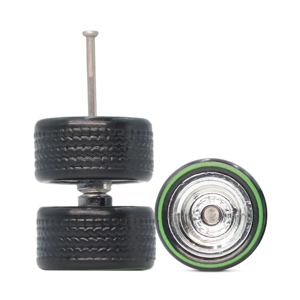 Chrome Dish Line Green Car Wheels