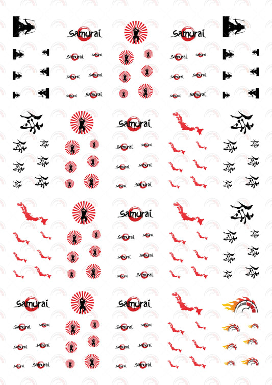 Samurai DIY toy car decal templates