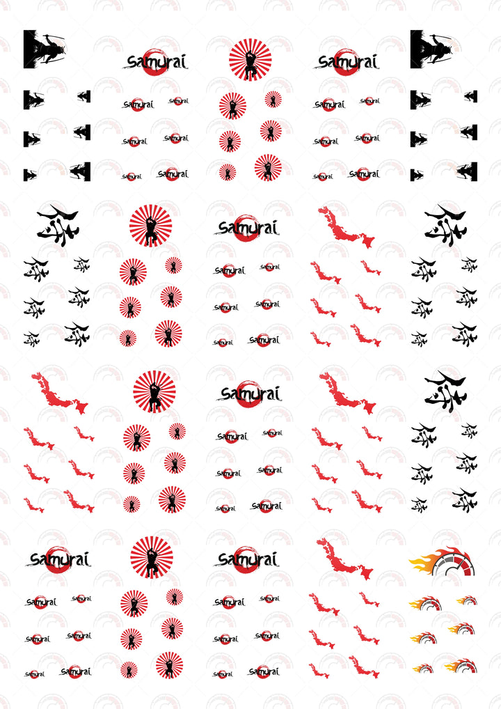 Samurai DIY toy car decal templates