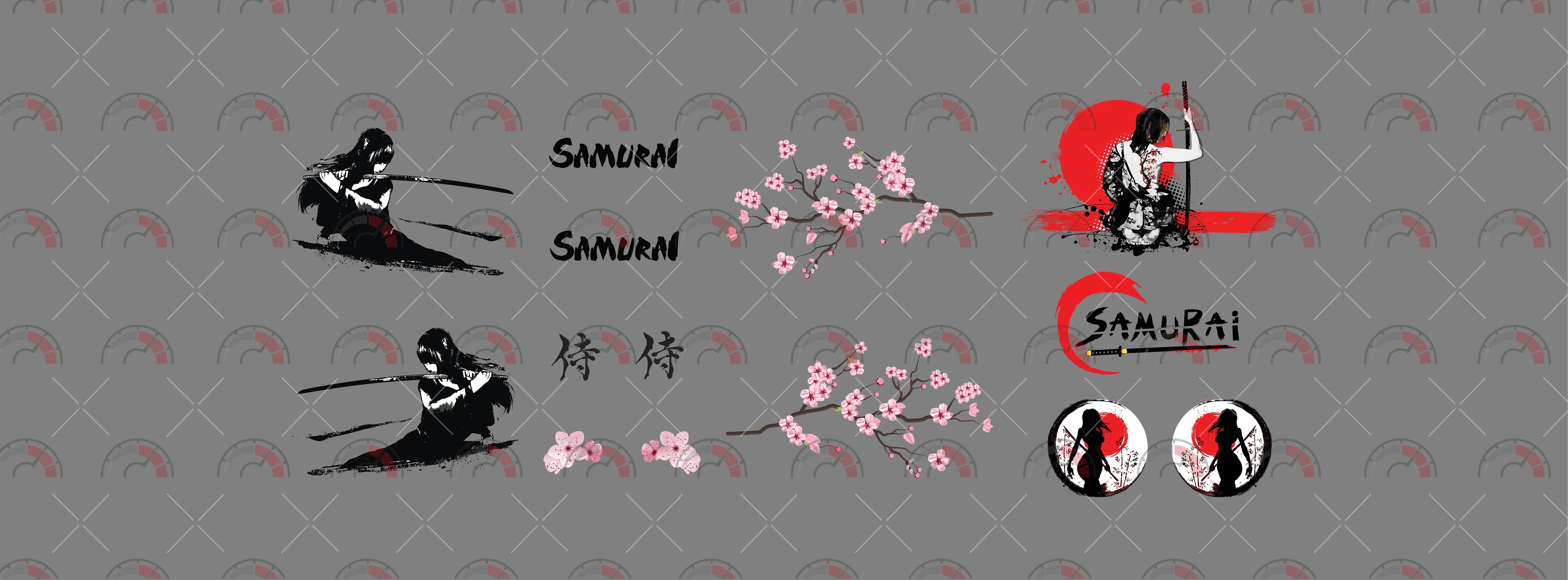 Lady Samurai deign Toy Car Sticker