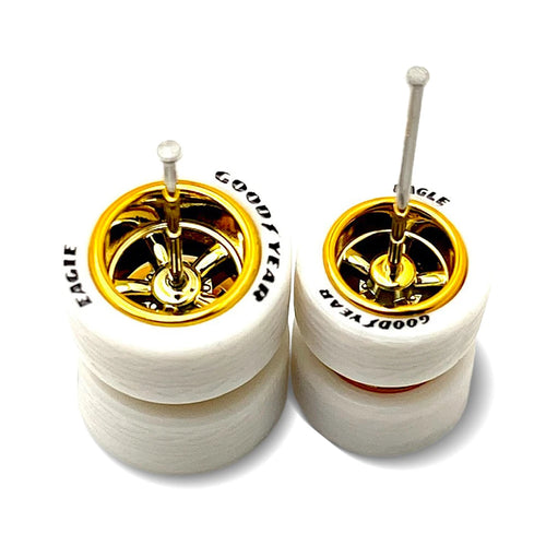 Lettered White Tire Cragar Electroplated Gold 11mm / 13mm Staggered