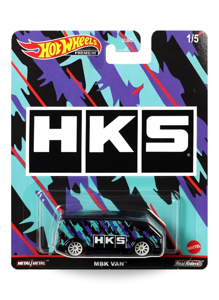 Hot Wheels Pop Culture HKS MBK Van 1:64 scale premium diecast van mint on its original oil-splash graphic blister card.