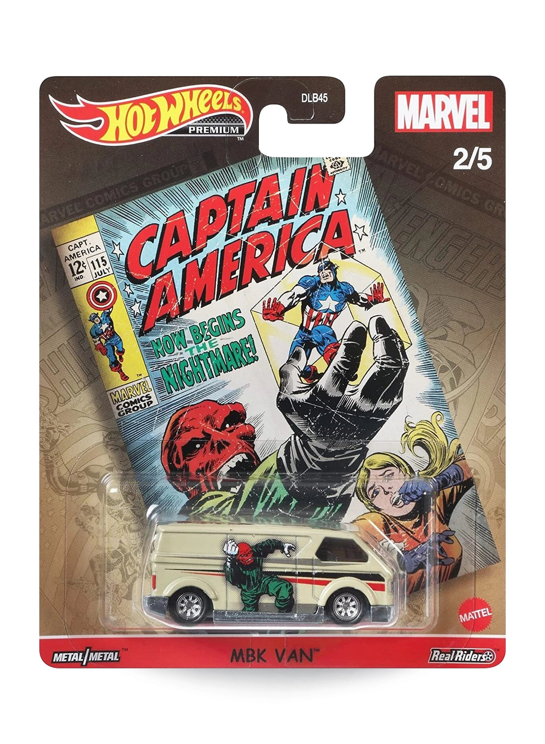 Hot Wheels Pop Culture Marvel Red Skull MBK Van 1:64 scale premium diecast van mint on its original vintage comic cover card.