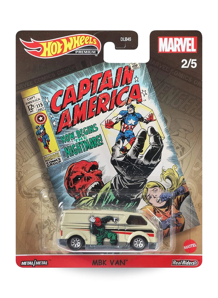 Hot Wheels Pop Culture Marvel Red Skull MBK Van 1:64 scale premium diecast van mint on its original vintage comic cover card.