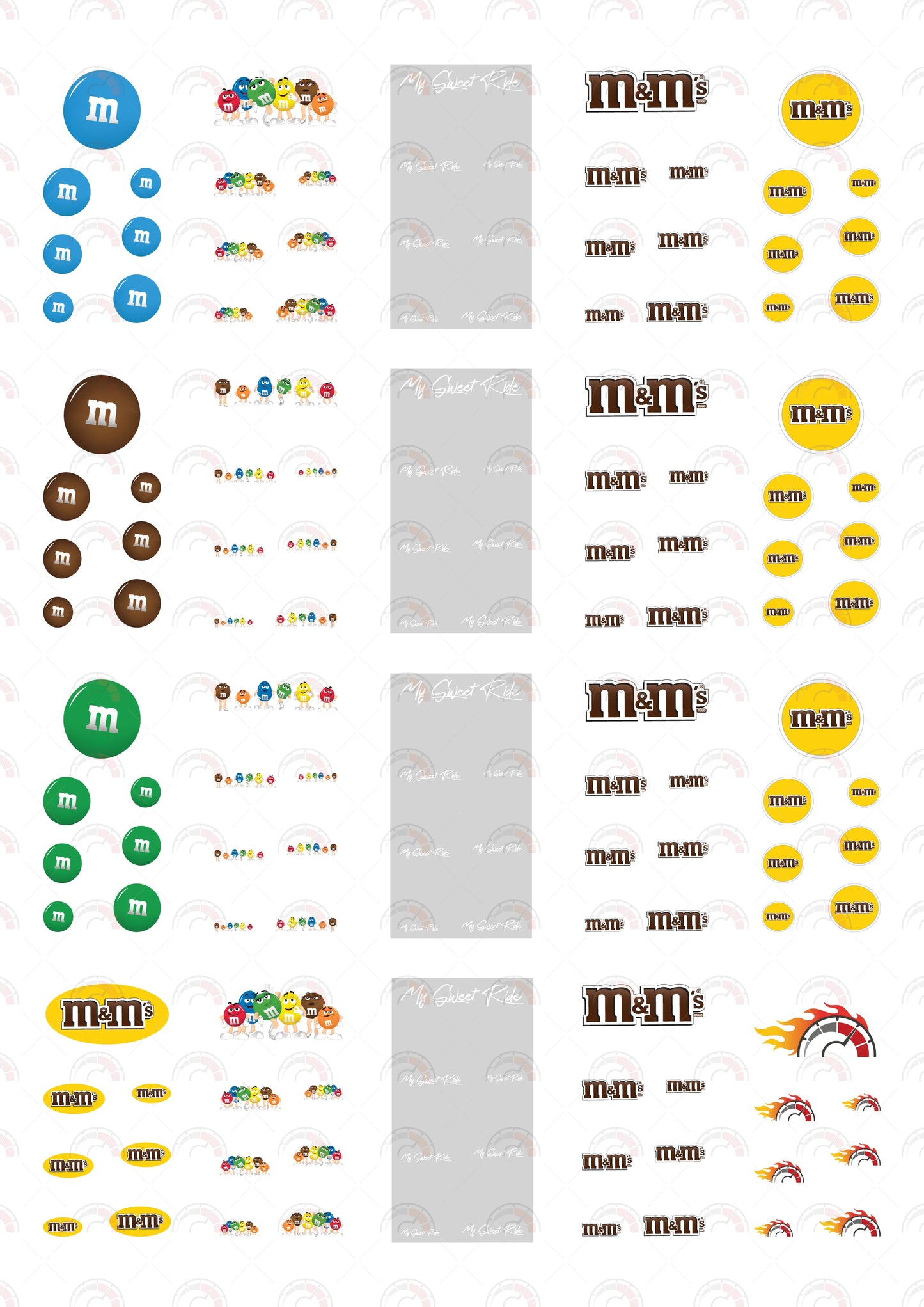 Blue M&M Toy Vehicle Decals