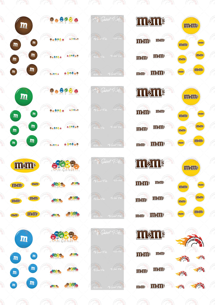 Brown M&M Toy Vehicle Decals