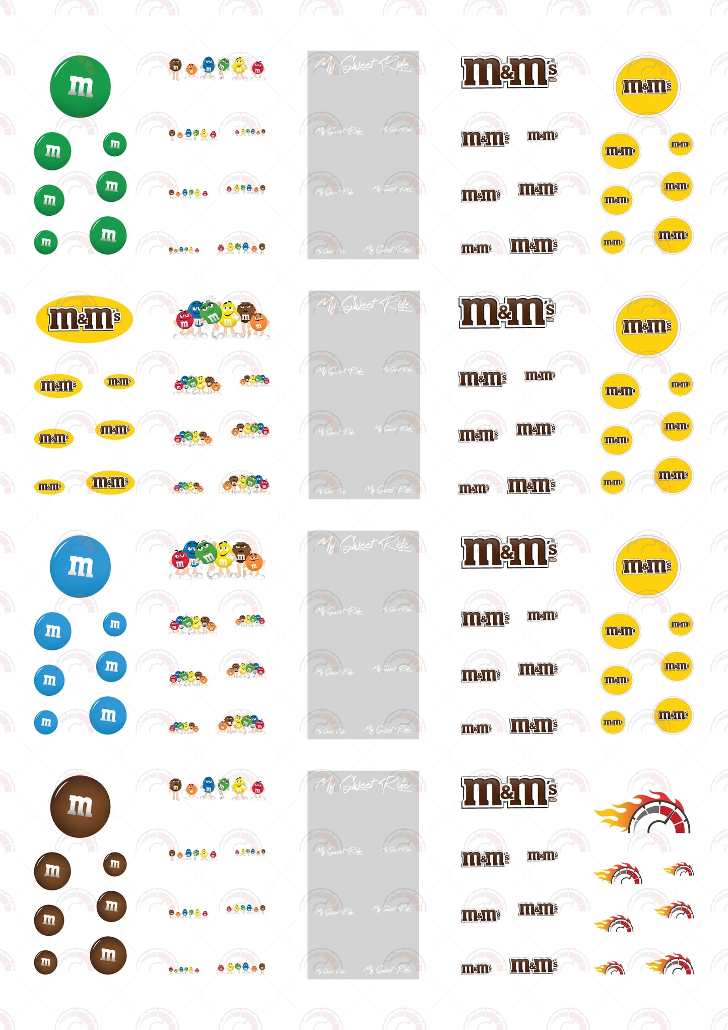Green M&M Toy Vehicle Decals