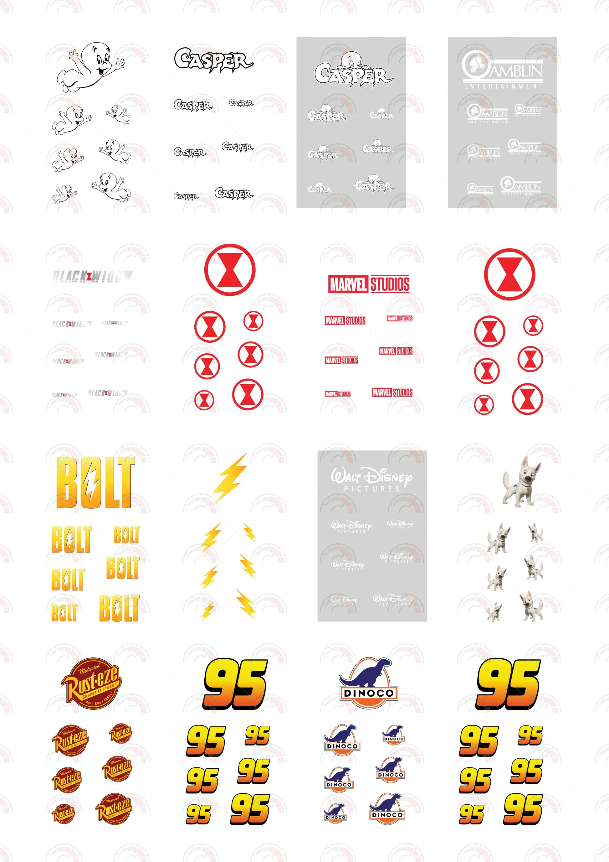 Casper Diecast Car Stickers