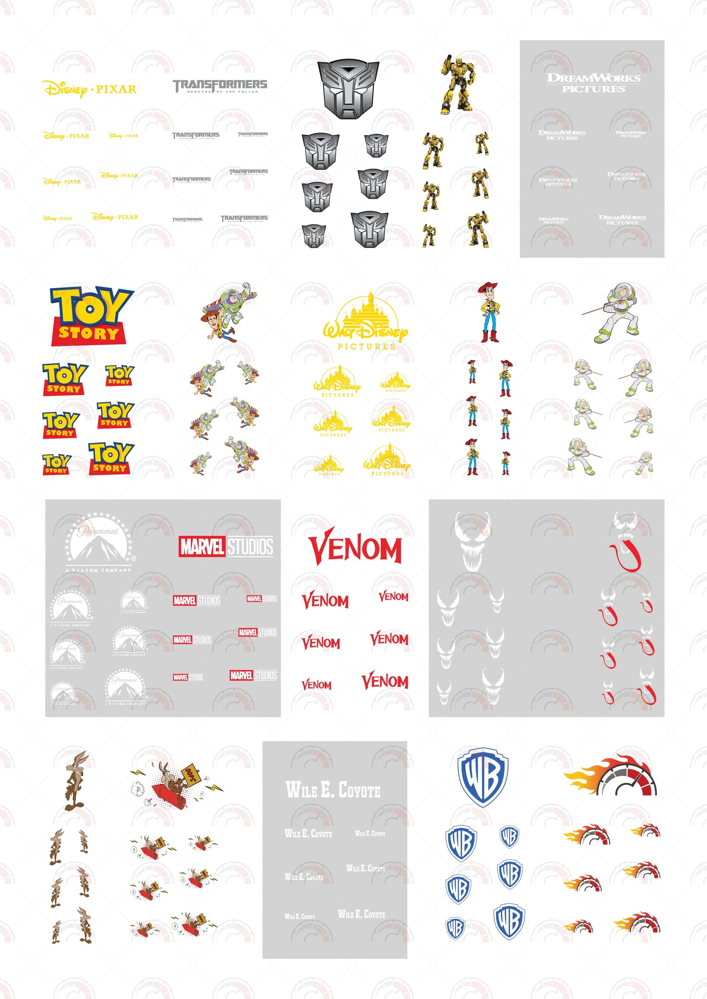 Transformers model car stickers sheet