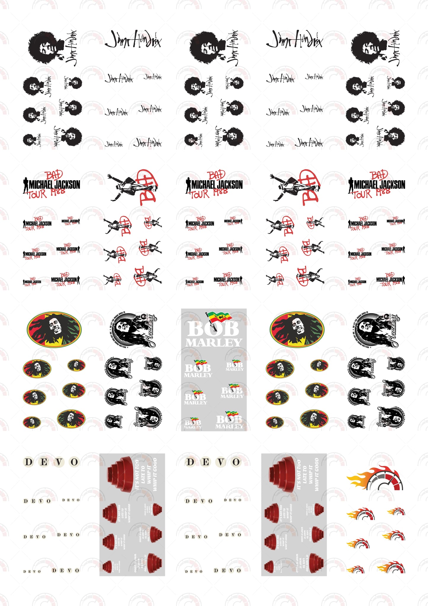 Jimi Hendrix Mini Car Decals