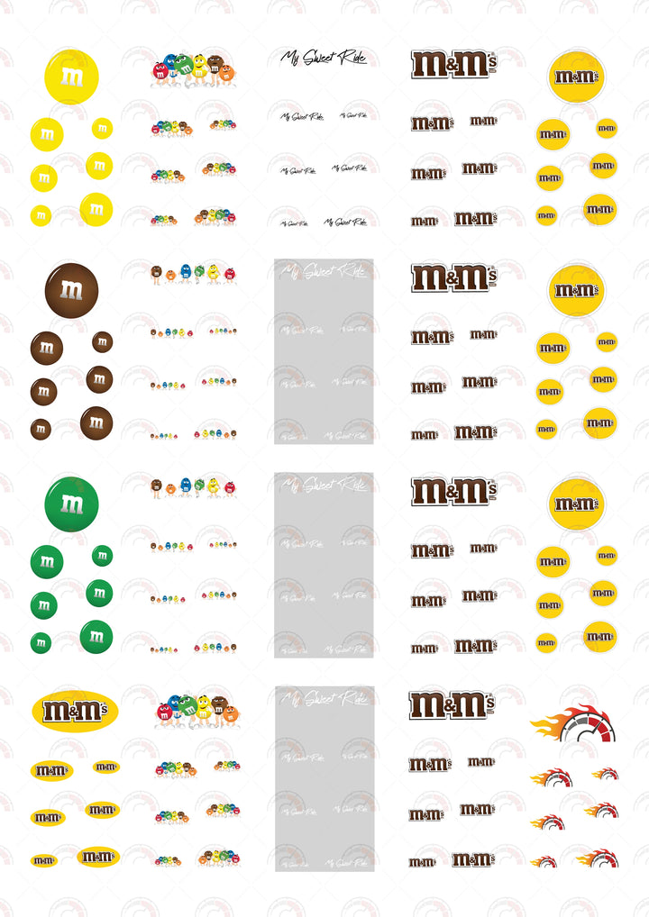 Yellow M&M Toy Car Decal