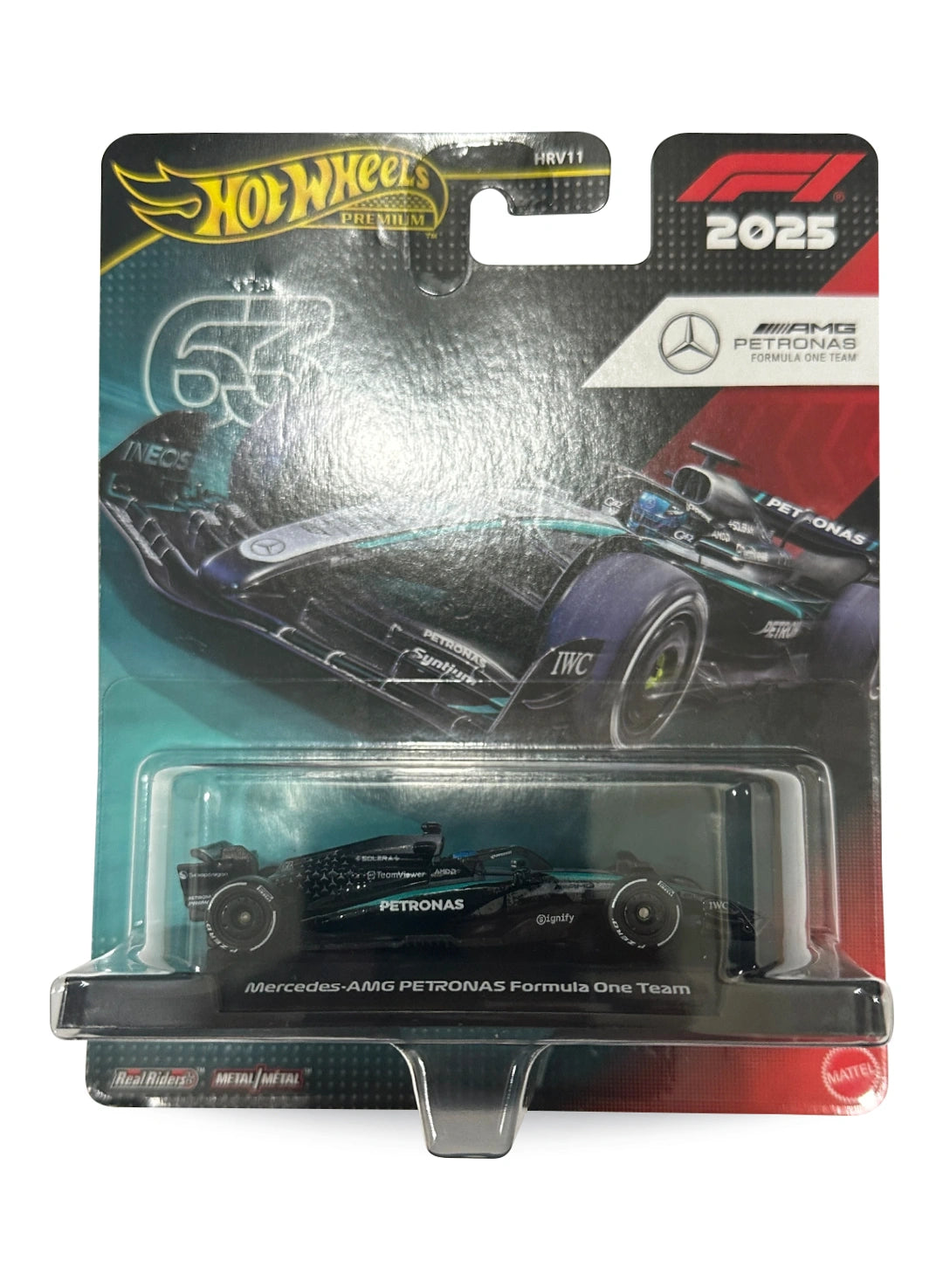 Hot Wheels 2026 Formula One Collection Mix 1 Mercedes-AMG PETRONAS Formula One Team (#63) 1:64 – Silver & Teal