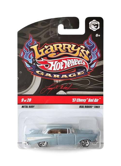Hot Wheels Larry's Garage 2009 Chevrolet '57 Chevy Bel Air 1:64 – Metalflake Light Blue