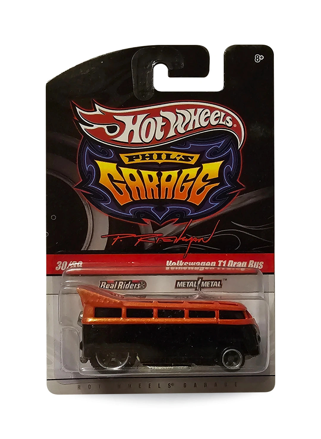 Hot Wheels Garage 2010 Volkswagen T1 Drag Bus 1:64 – Metalflake Orange & Black
